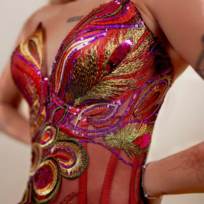 Rochie din 2 piese: corset si fusta scurta – roșu