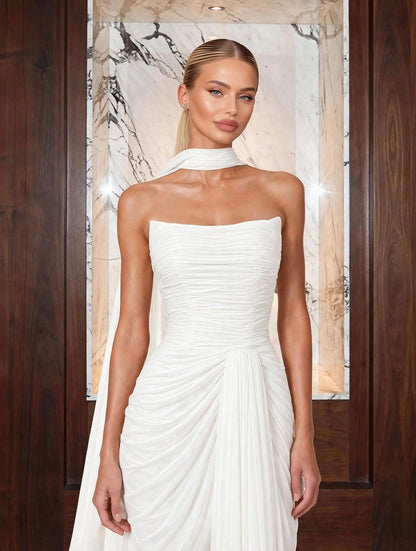 Rochie LUMINA - White Silk Draped