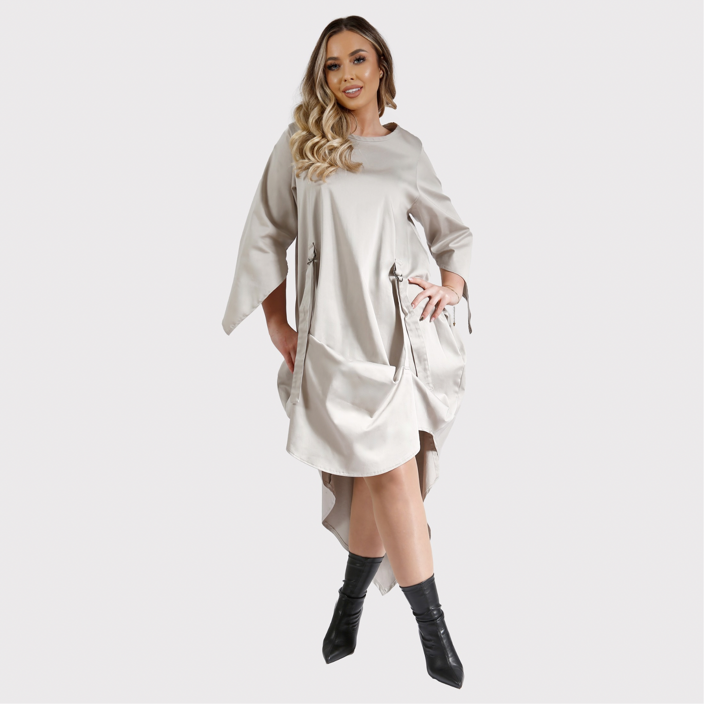 Rochie Boho reglabilă cu corset - crem