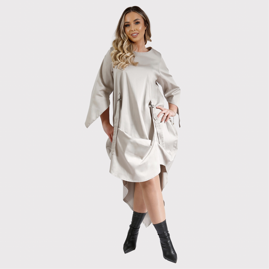 Rochie Boho reglabilă cu corset - crem