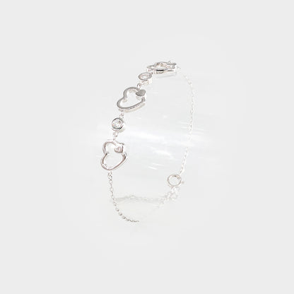Bratara din argint cu inimi si pietre - Adore Me Bangles