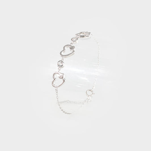 Bratara din argint cu inimi si pietre - Adore Me Bangles