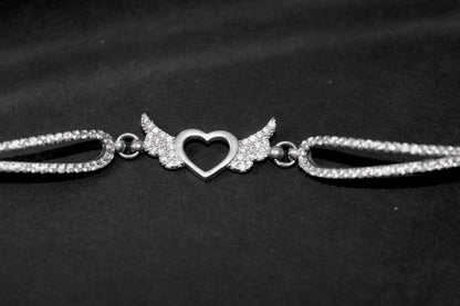 Bratara din argint cu pietre - Angel Wings Heart