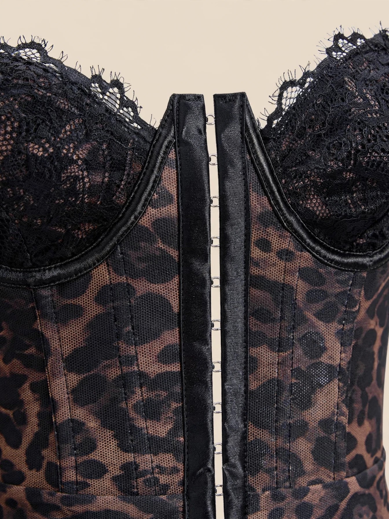 Rochie mini corset cu dantelă - leopard