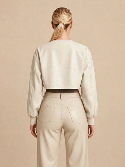 Body și bluza cu mânecă lungă din 2 piese - crem/maro