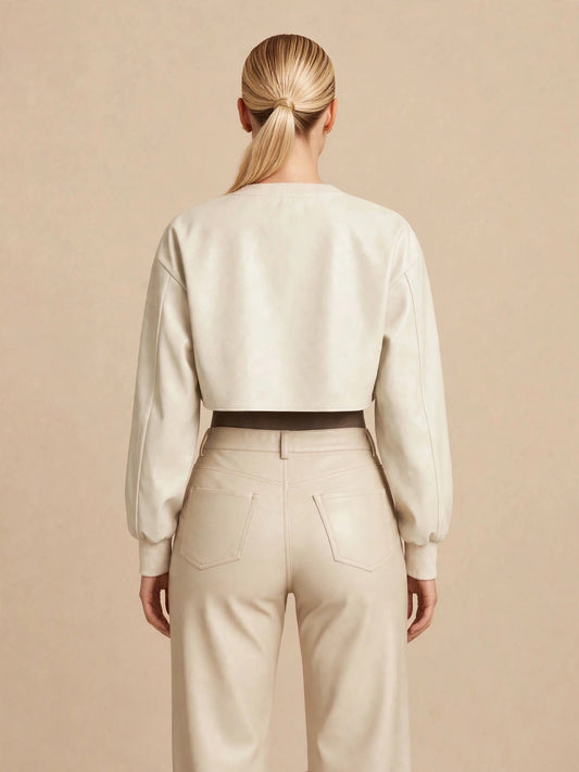 Body și bluza cu mânecă lungă din 2 piese - crem/maro