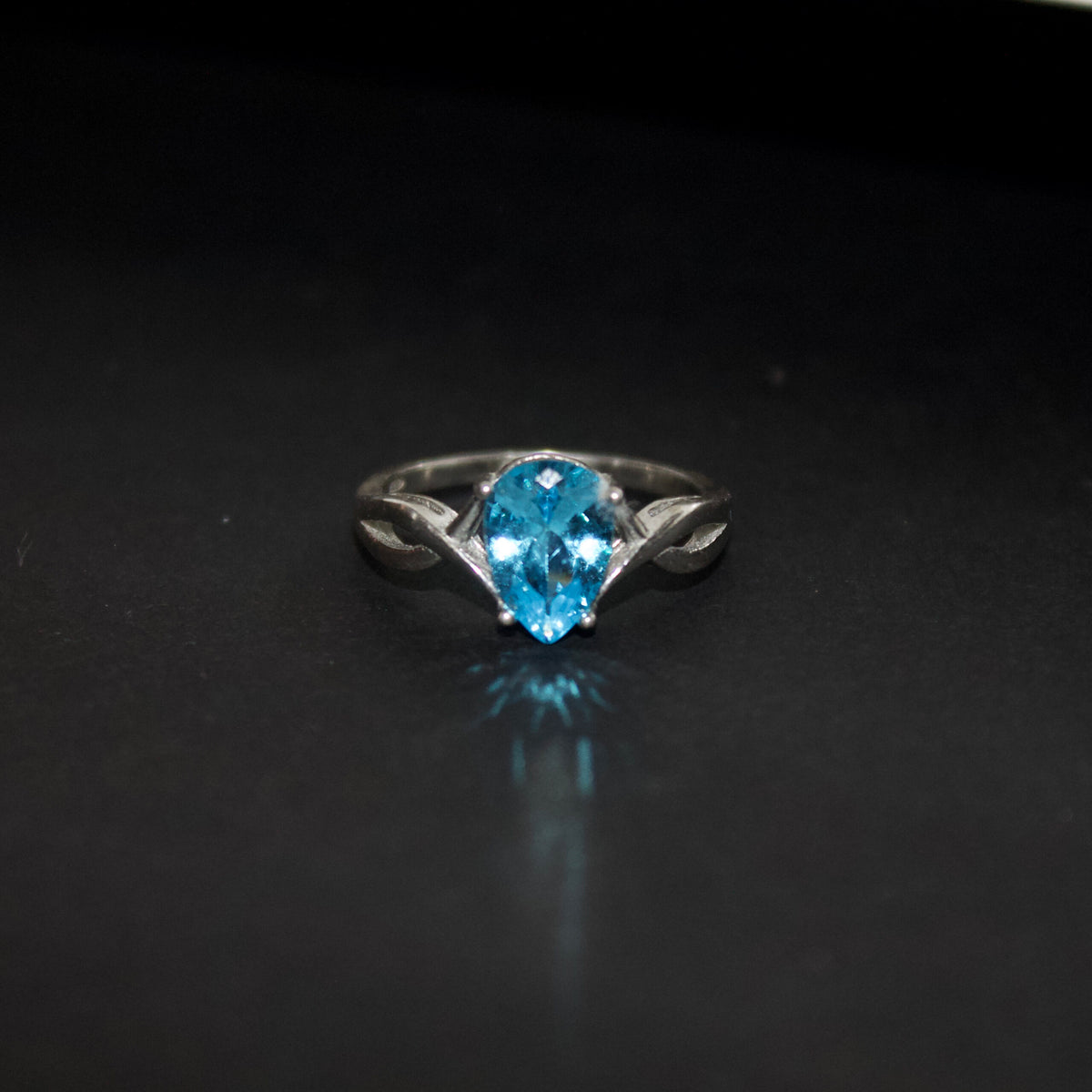 Inel din argint cu diamant albastru - Blue Crown