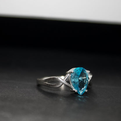 Inel din argint cu diamant albastru - Blue Crown