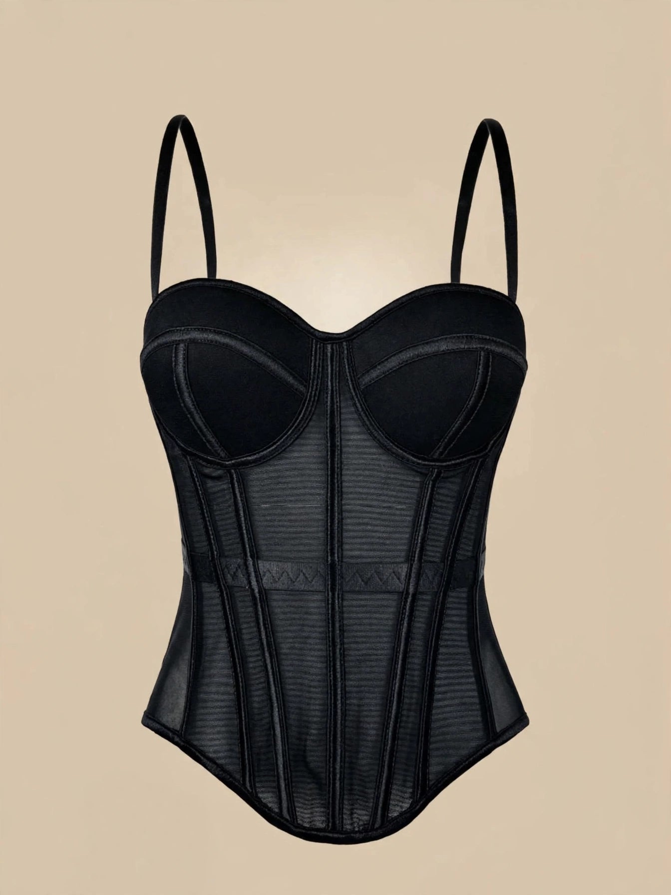 Top corset cu balene - negru