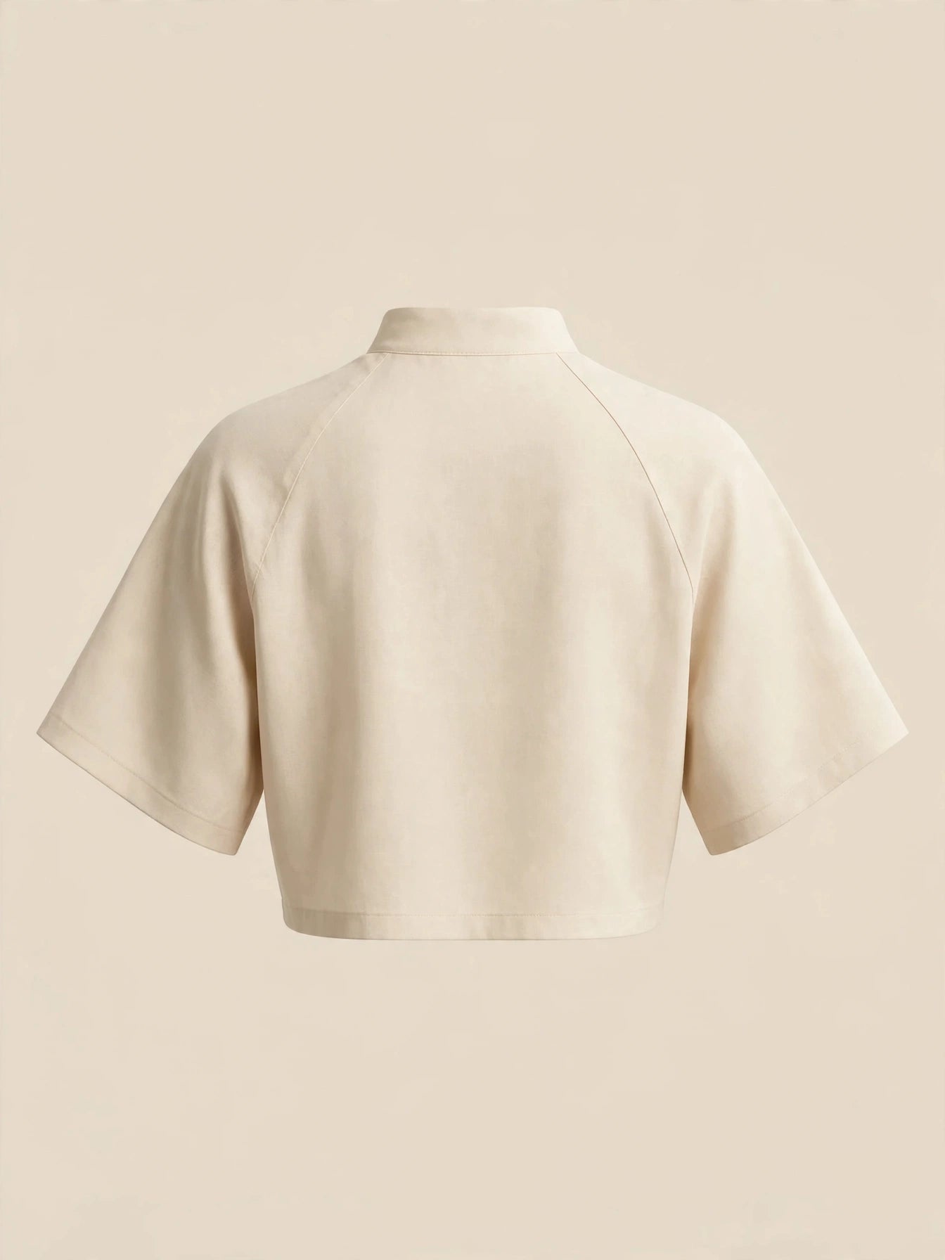 Tricou crop top accesorii metalice - bej