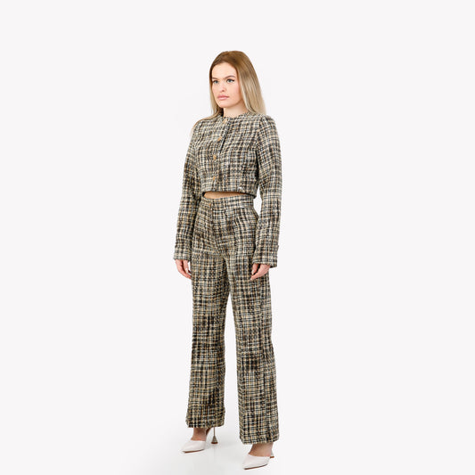 Compleu din 2 piese, sacou si pantaloni - maro