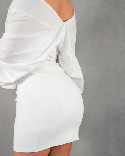 Fusta cu talie înaltă - alb