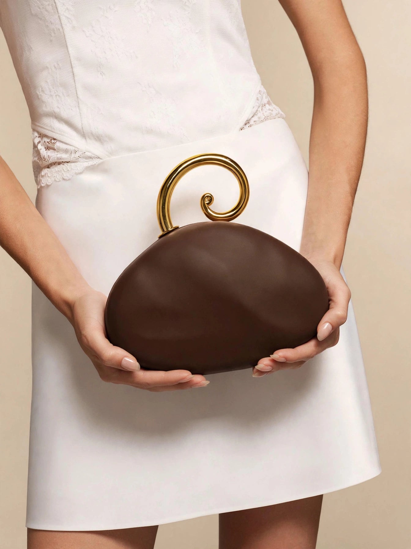 COCOA geantă mâner auriu - maro