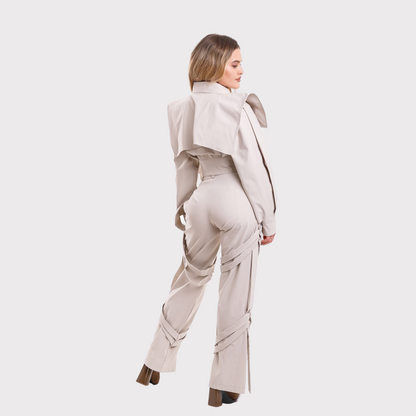 Compleu din 2 piese, geaca și pantaloni – crem