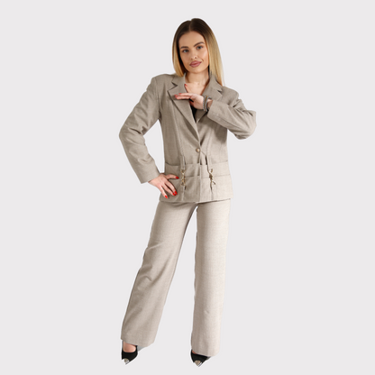 Compleu din 2 piese, sacou și pantaloni – gri