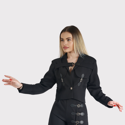 Sacou scurt cu catarame reglabile – negru