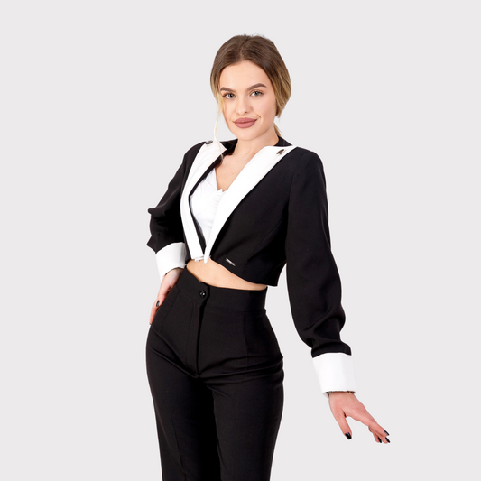 Pantaloni cu talie inalta - negri