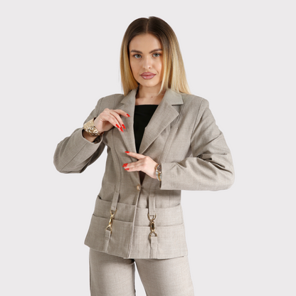 Compleu din 2 piese, sacou și pantaloni – gri