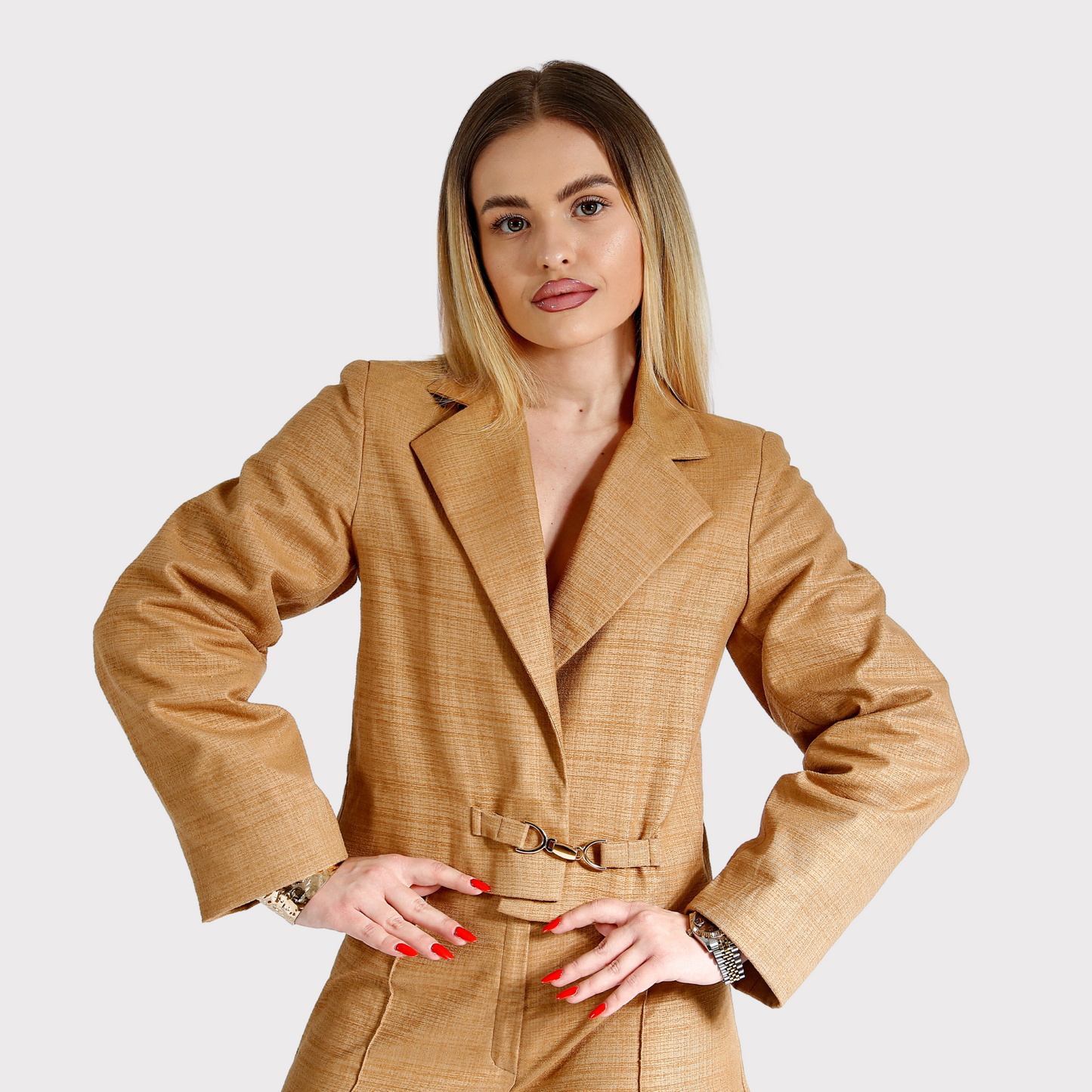 Compleu din 2 piese, sacou si pantaloni – maro