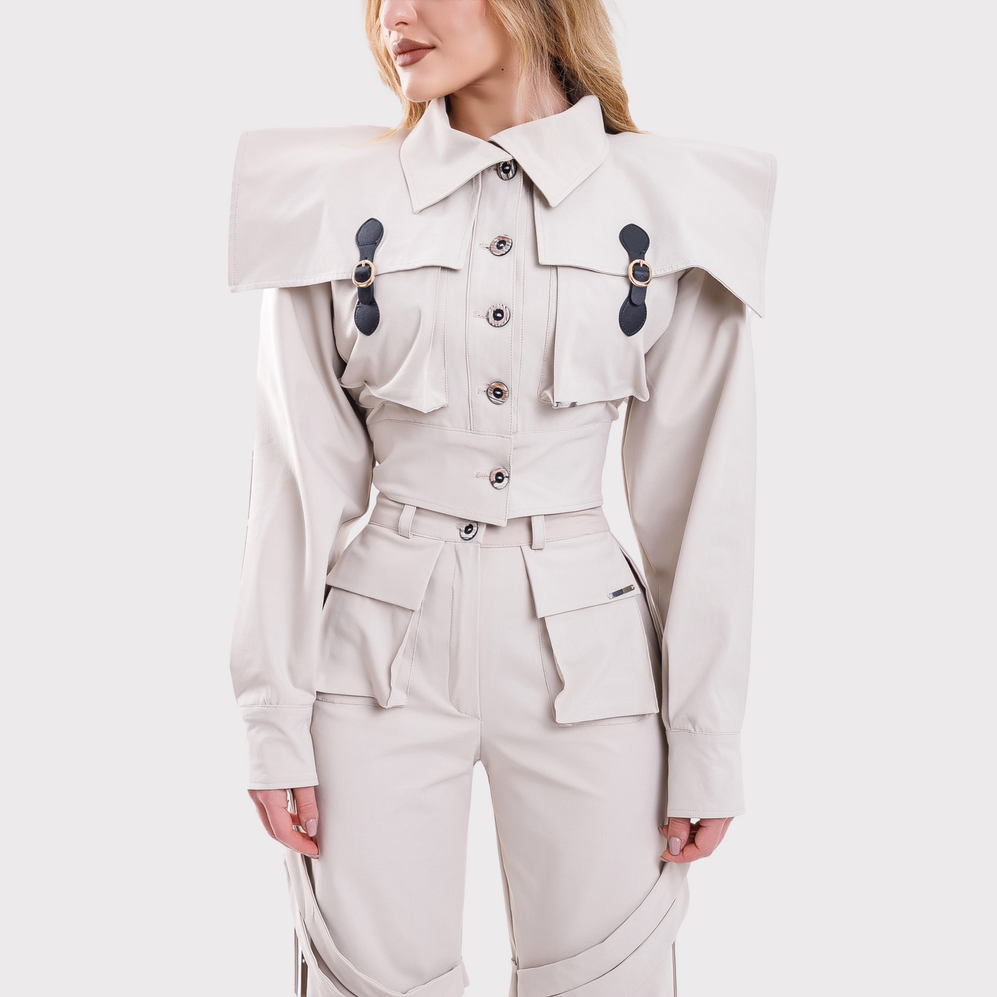 Compleu din 2 piese, geaca și pantaloni – crem