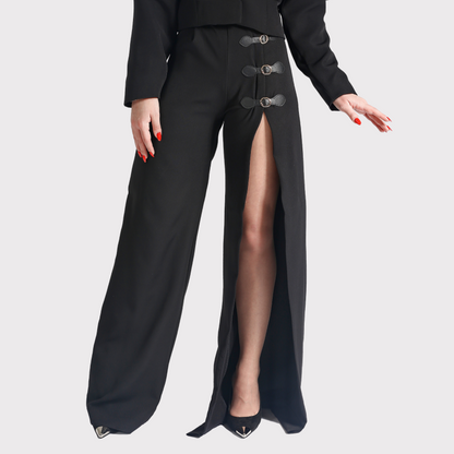Compleu din 2 piese, sacou și pantaloni cu catarame – noir