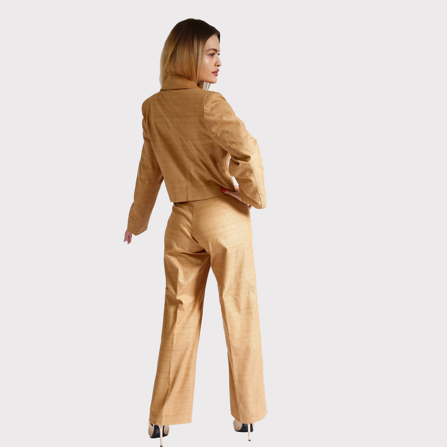 Compleu din 2 piese, sacou si pantaloni – maro