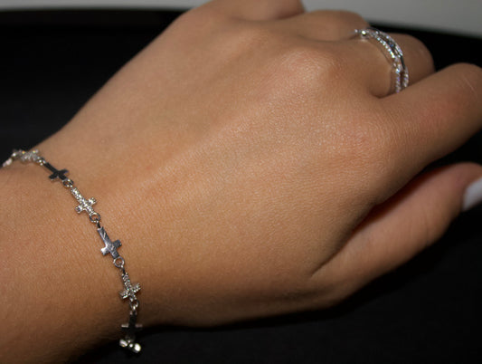 Bratara din argint cu pietre și cruci - Divine Bracelet