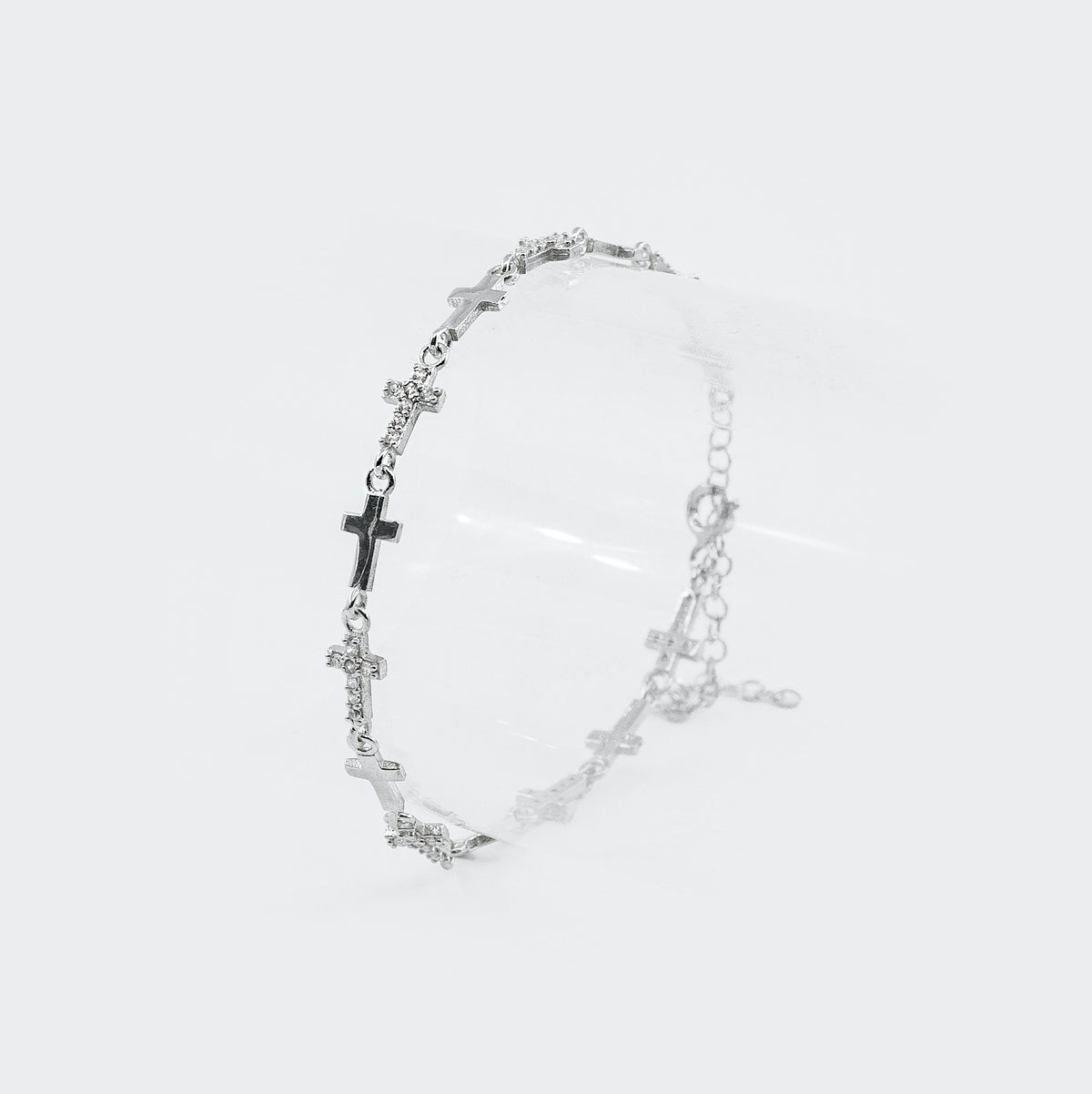 Bratara din argint cu pietre și cruci - Divine Bracelet