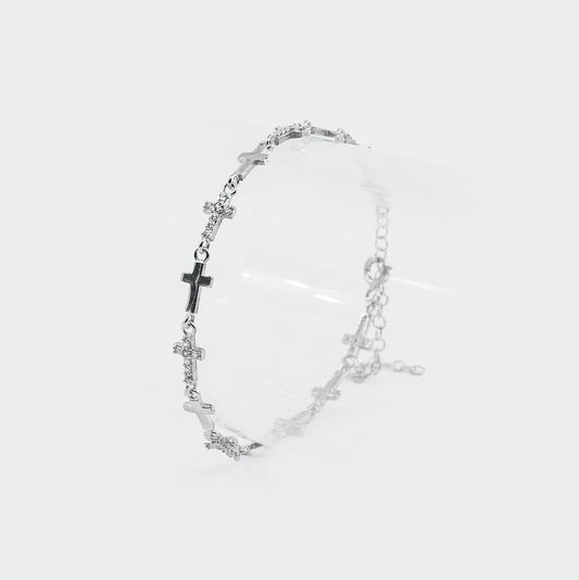 Bratara din argint cu pietre și cruci - Divine Bracelet