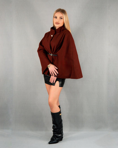 Trench reglabil și curea - vișiniu