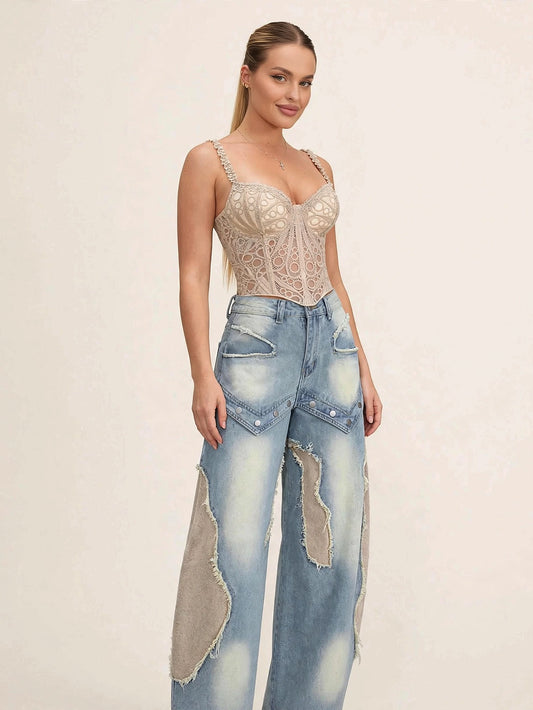 Corset cu bretele ajustabil - crem