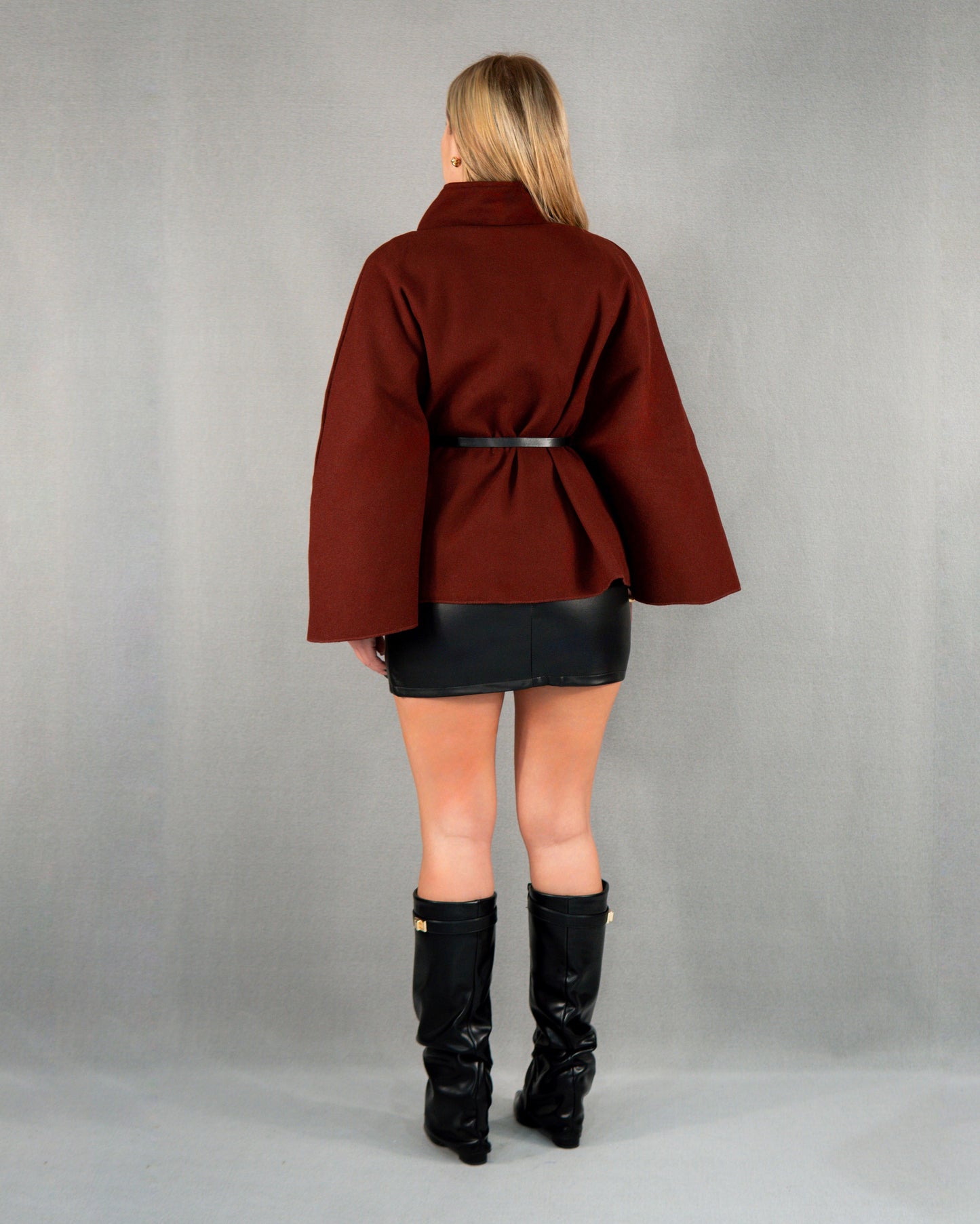 Trench reglabil și curea - vișiniu