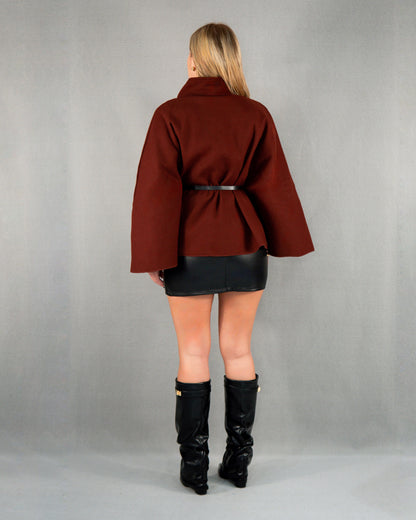 Trench reglabil și curea - vișiniu