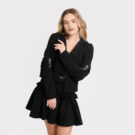 Sacou scurt cu catarame - negru