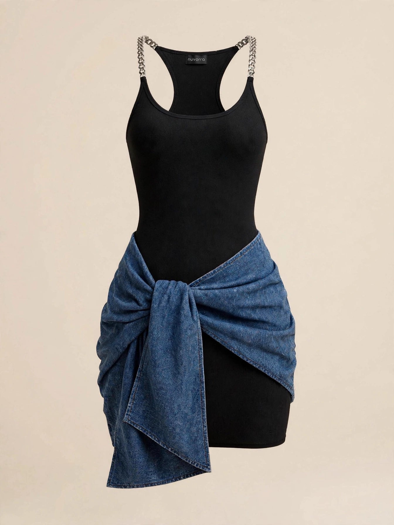 Rochie mini din denim - negru