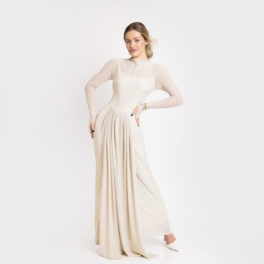 Rochie mulata, romana - crem