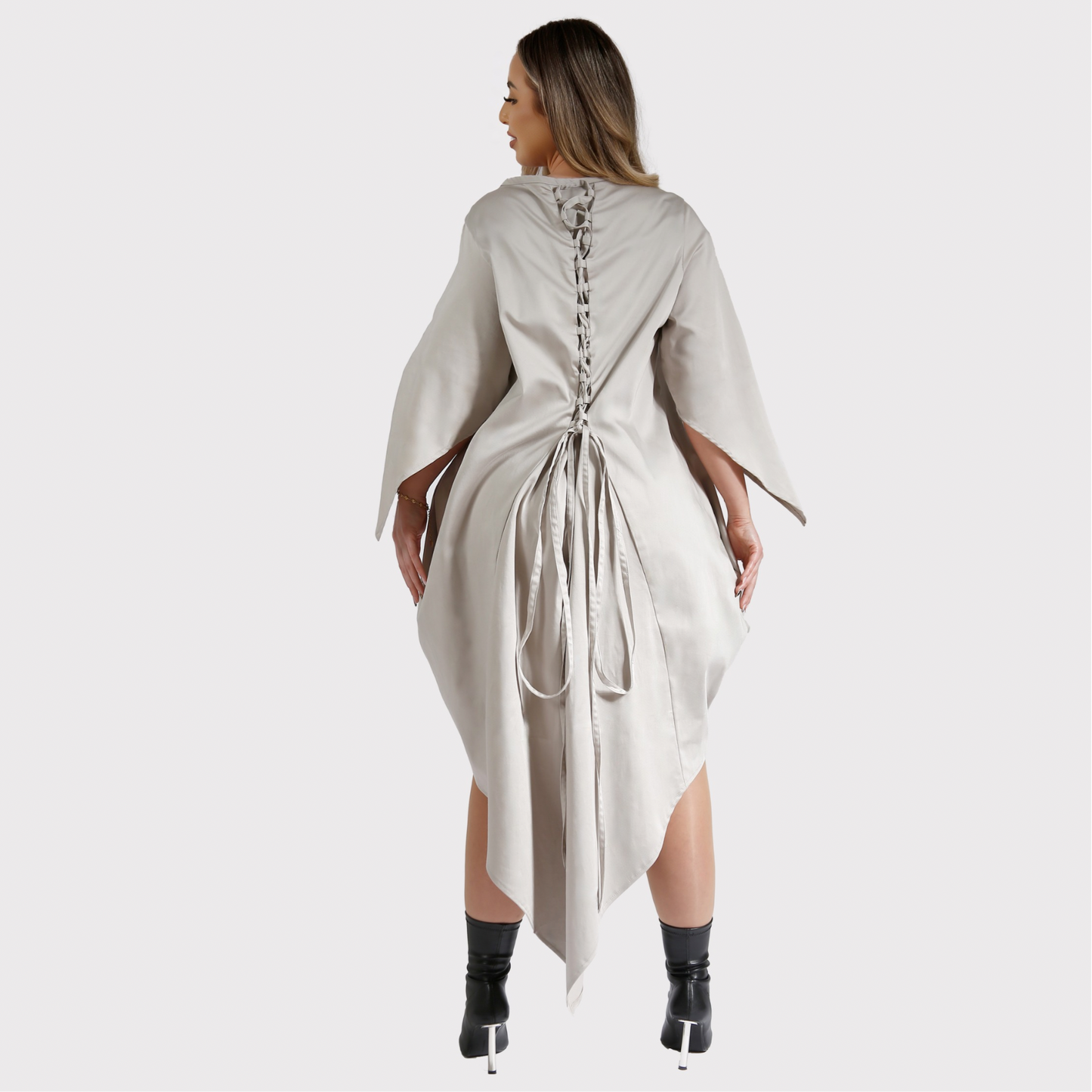 Rochie Boho reglabilă cu corset - crem