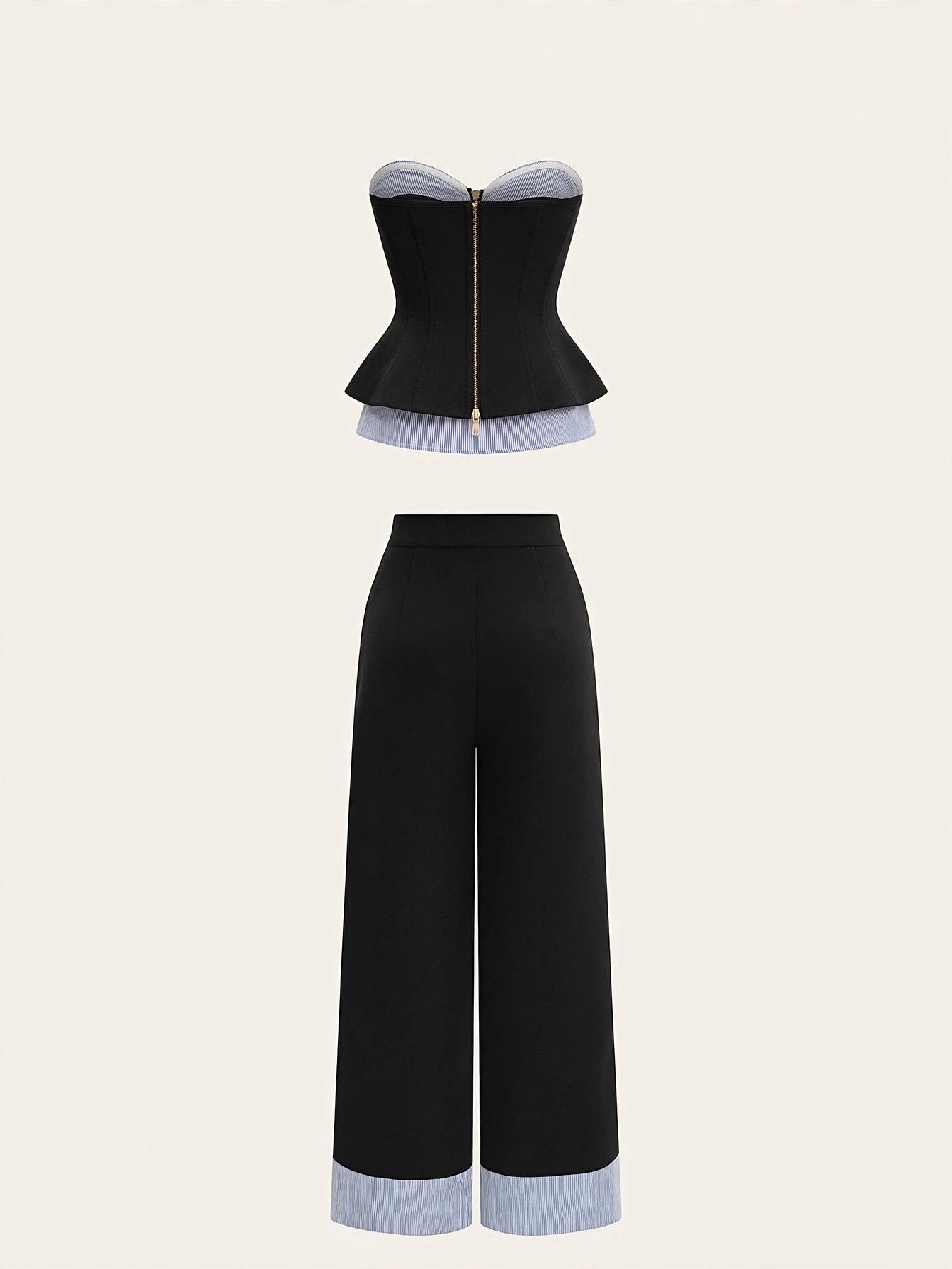 Compleu din 2 piese, corset și pantaloni - negru