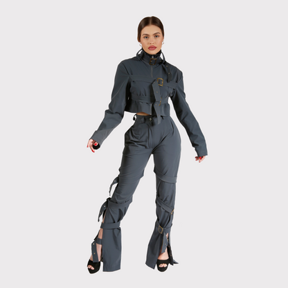 Compleu din 2 piese, geaca si pantaloni – gri