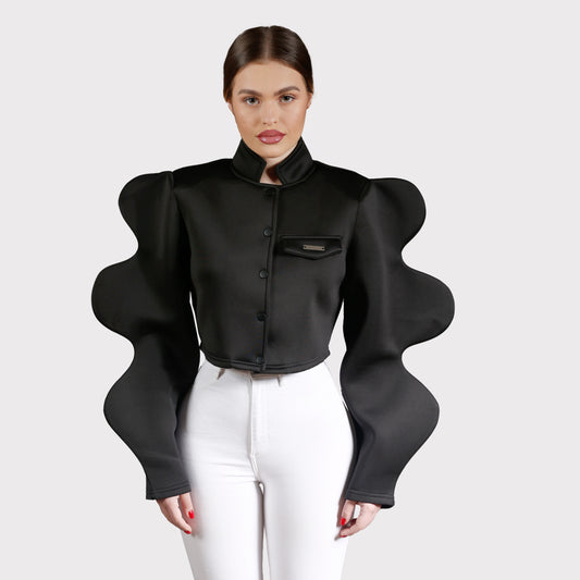 Blazer cu mâneci supradimensionate - negru