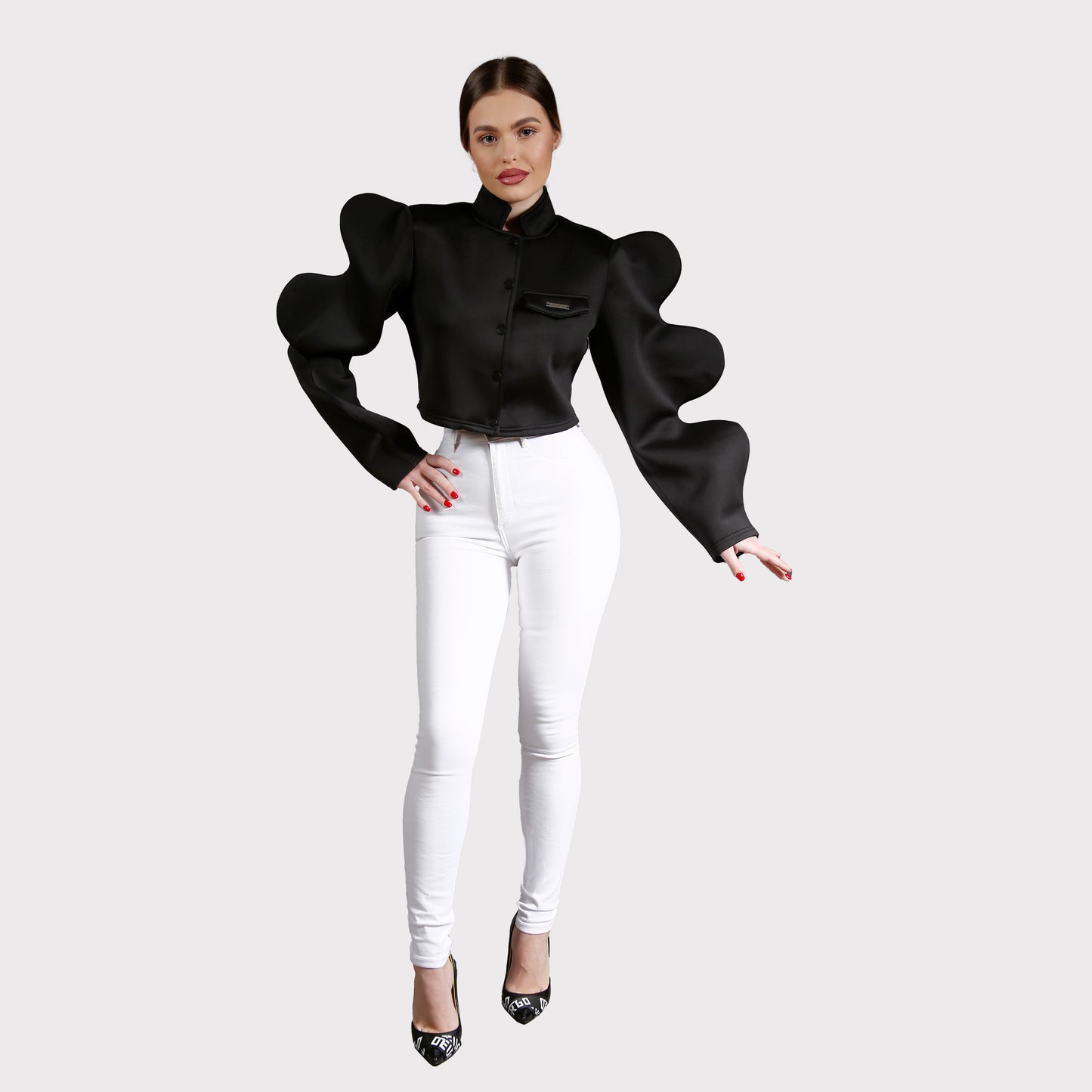 Blazer cu mâneci supradimensionate - negru