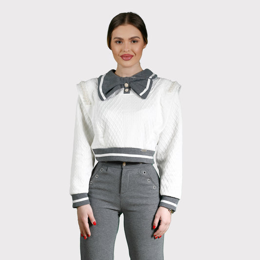 Compleu din 2 piese, bluză și pantaloni - gri