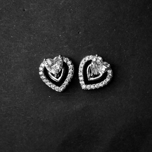 Cercei din argint inima cu pietre - Love Stone