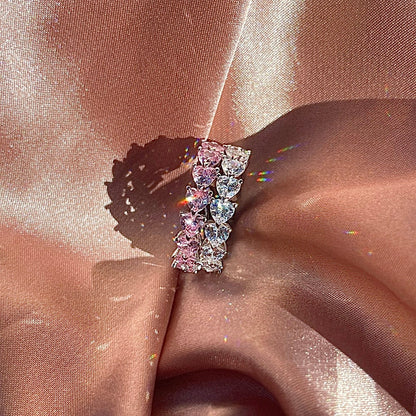 Inel din argint cu pietre mari roz - Pink Crystal Glamour