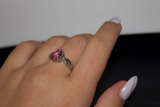 Inel din argint cu piatra roz - Pink Crown