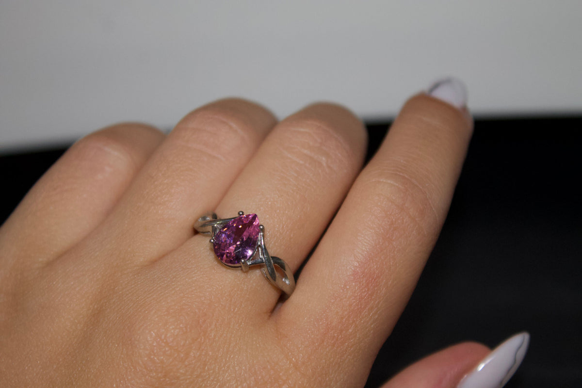 Inel din argint cu piatra roz - Pink Crown