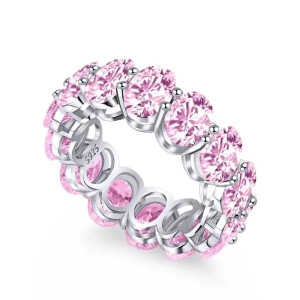 Inel din argint cu pietre mari roz - Pink Crystal Glamour