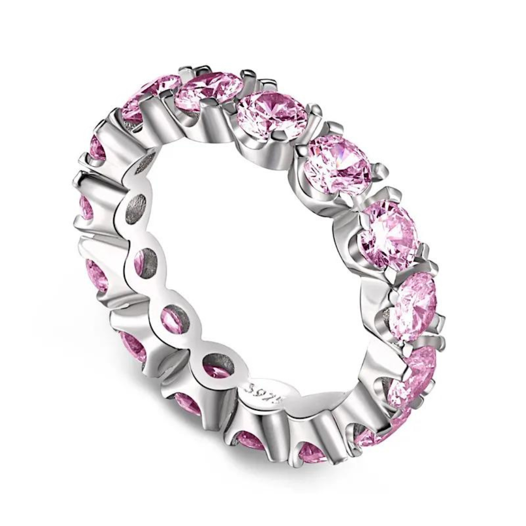 Inel din argint cu pietre mici roz - Pinky Blush