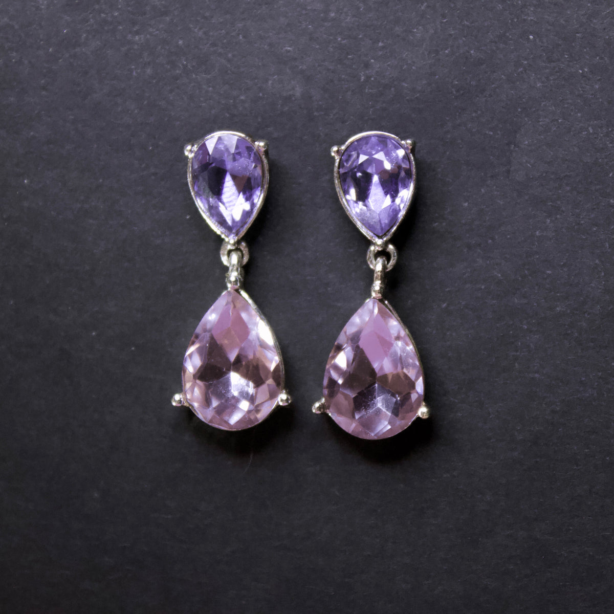 Cercei din argint cu pietre roz/mov - Purple Passion Drops