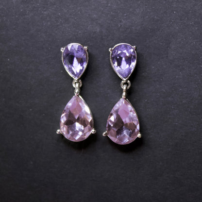 Cercei din argint cu pietre roz/mov - Purple Passion Drops